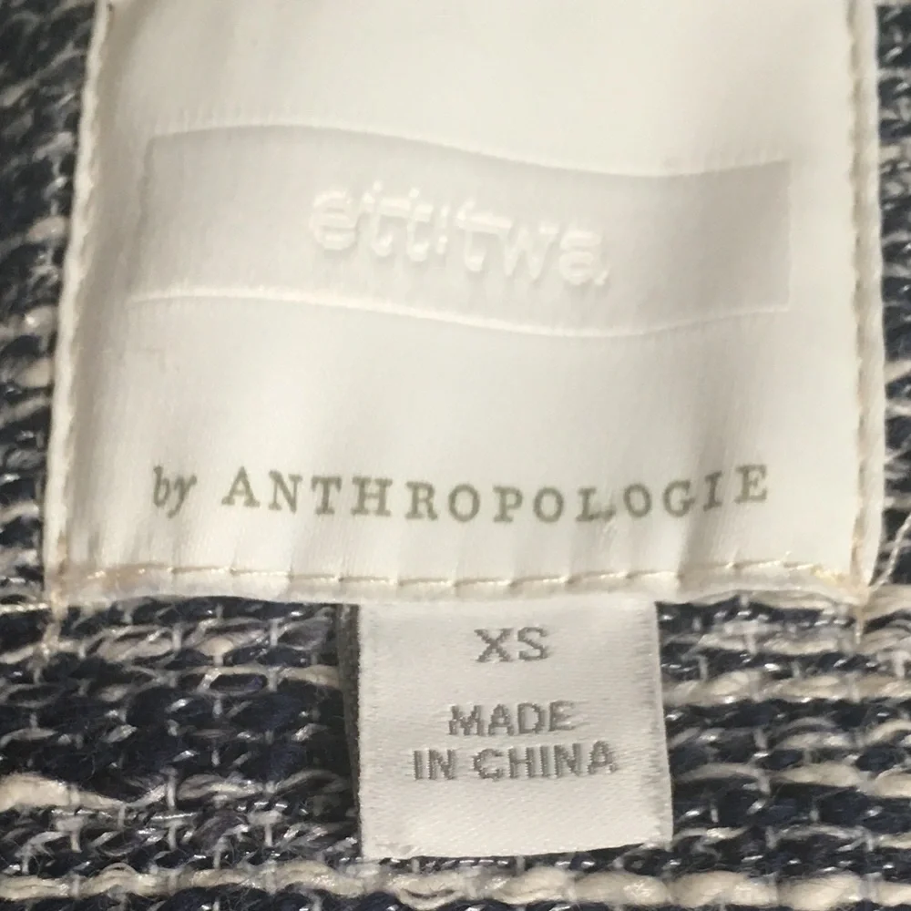 Anthropologie Ett:Twa Blue Tweed Blazer Jacket XS - Picture 6 of 9